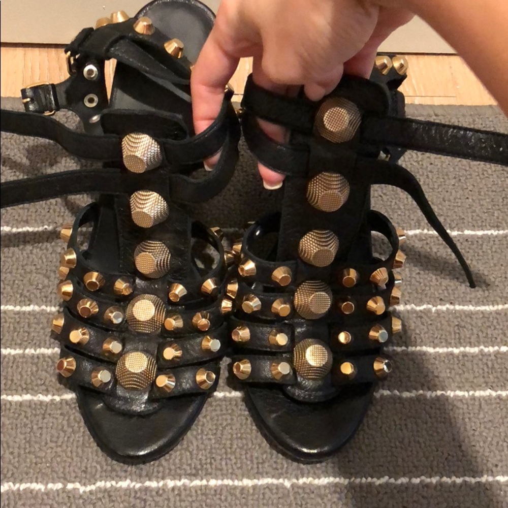 ✨ Balenciaga Paris Gold Stud Wedges 38 ✨